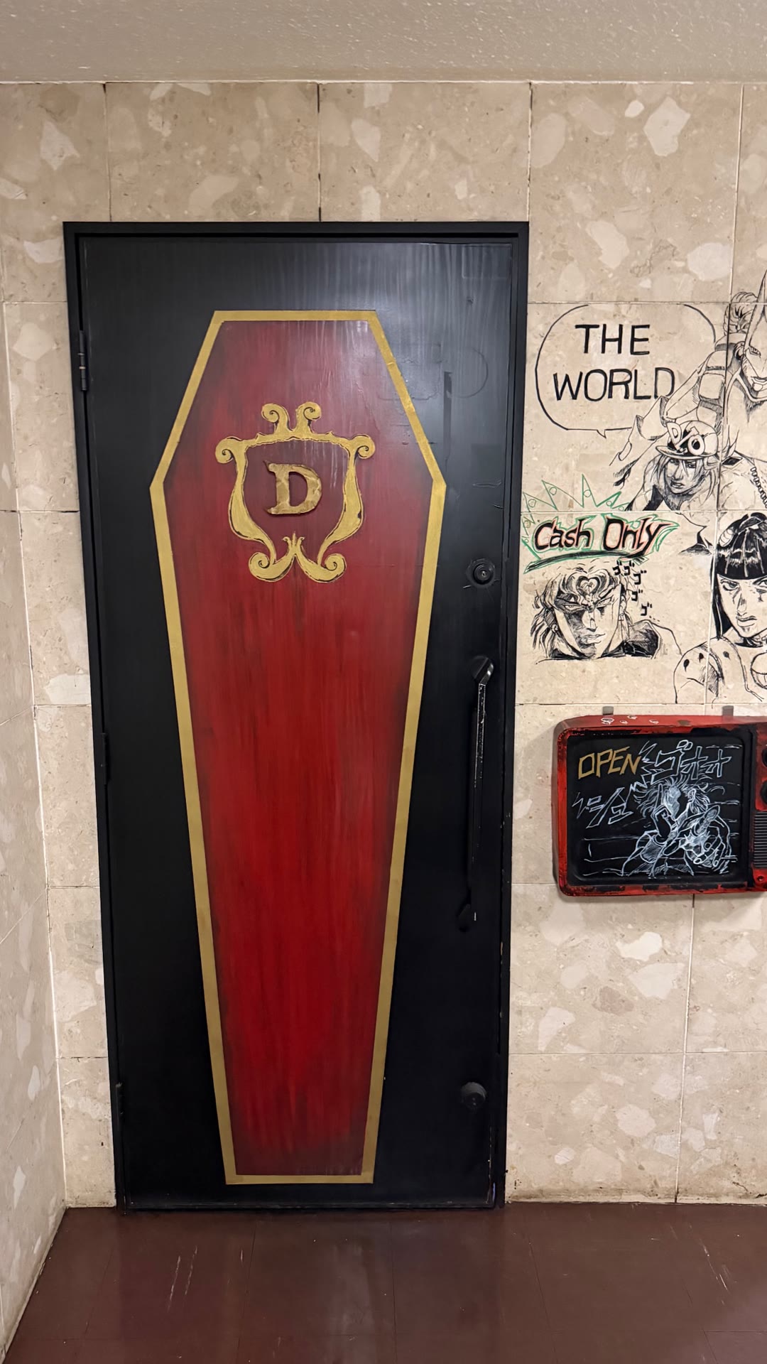 JoJo-themed coffin door bar in Tokyo