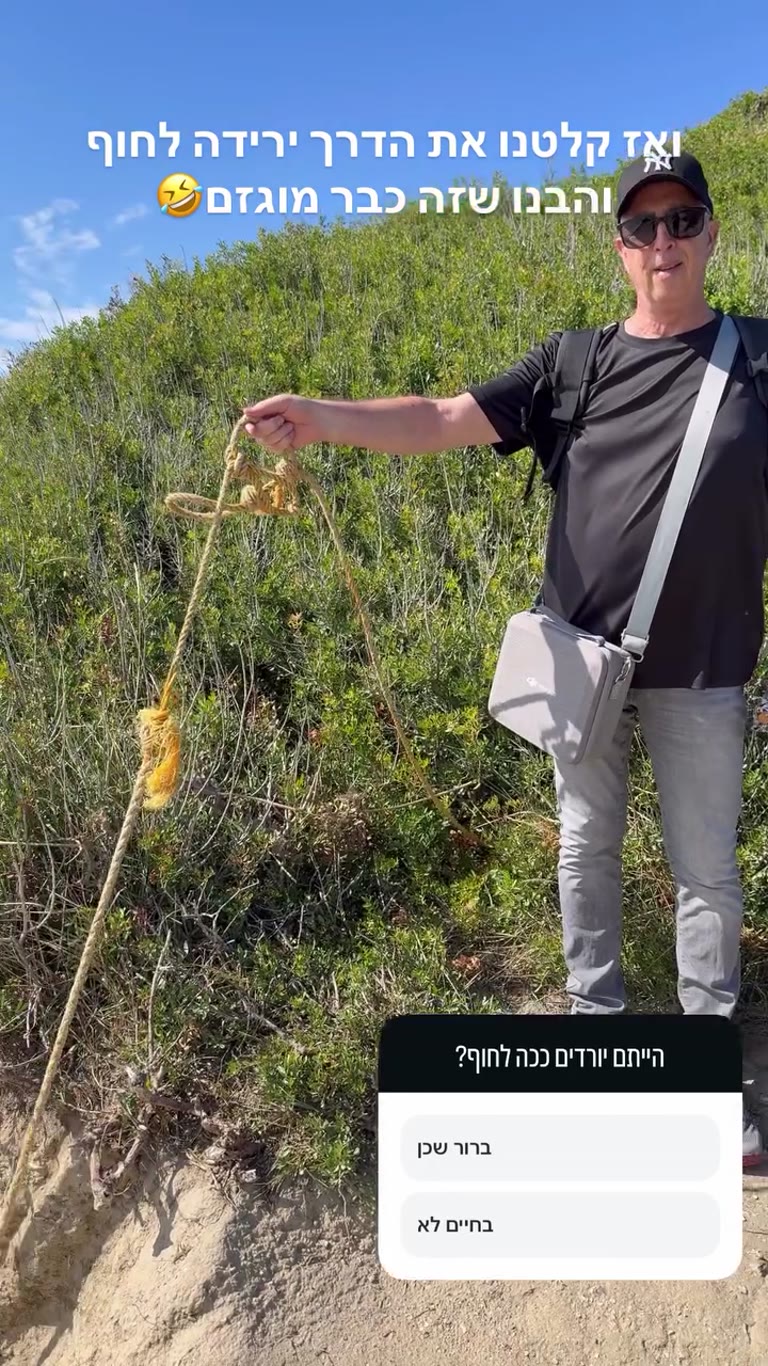 Rope descent to a cliffside beach in Albania