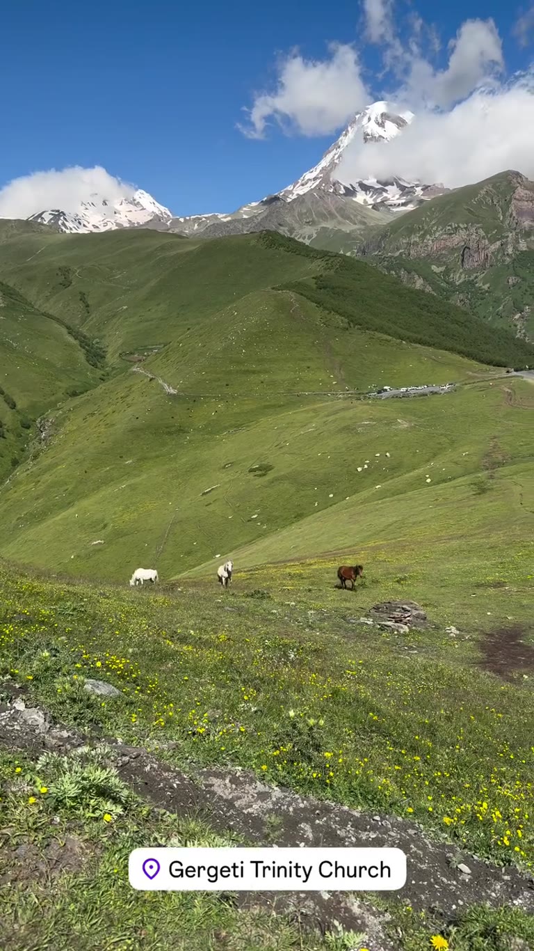 Mount Kazbek views from Gergeti Trinity Church