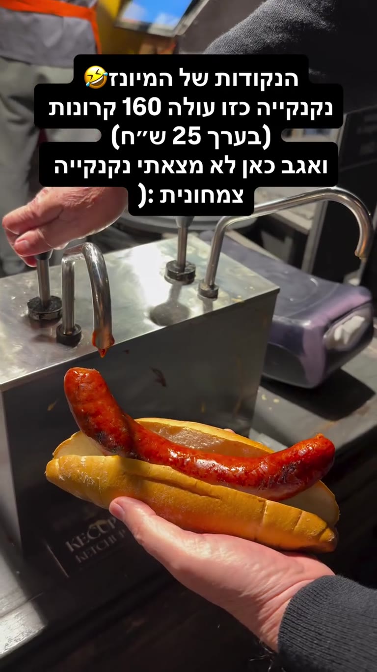 160 CZK sausage at a Prague street stand