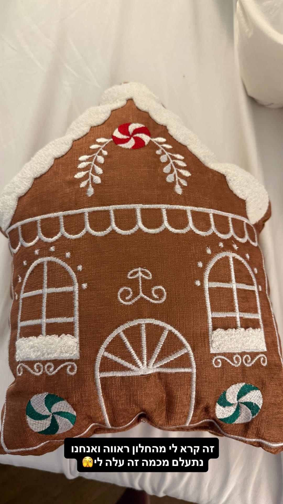 Gingerbread house pillow from a Vienna shop window