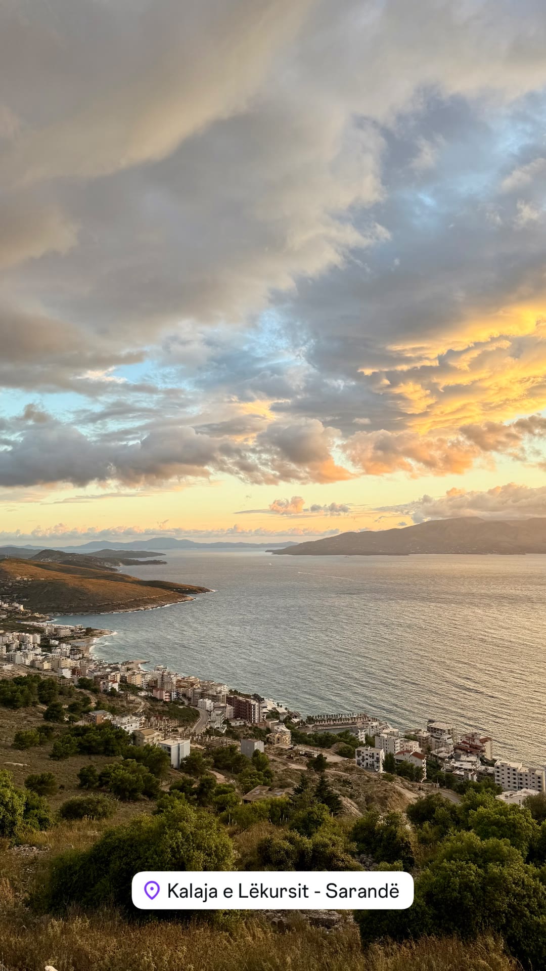 Sunset over Sarandë from Lëkurësi Castle