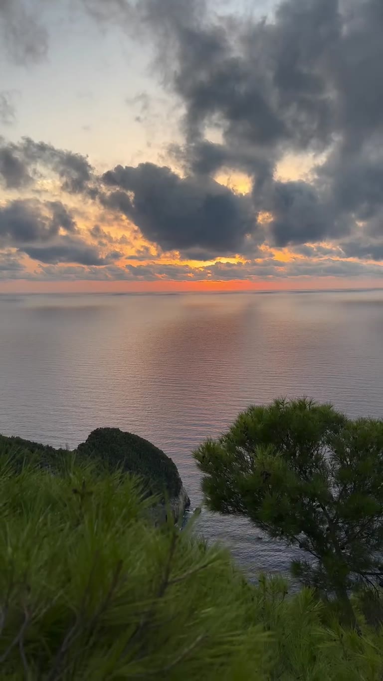 Sunset over the cliffs in Zakynthos