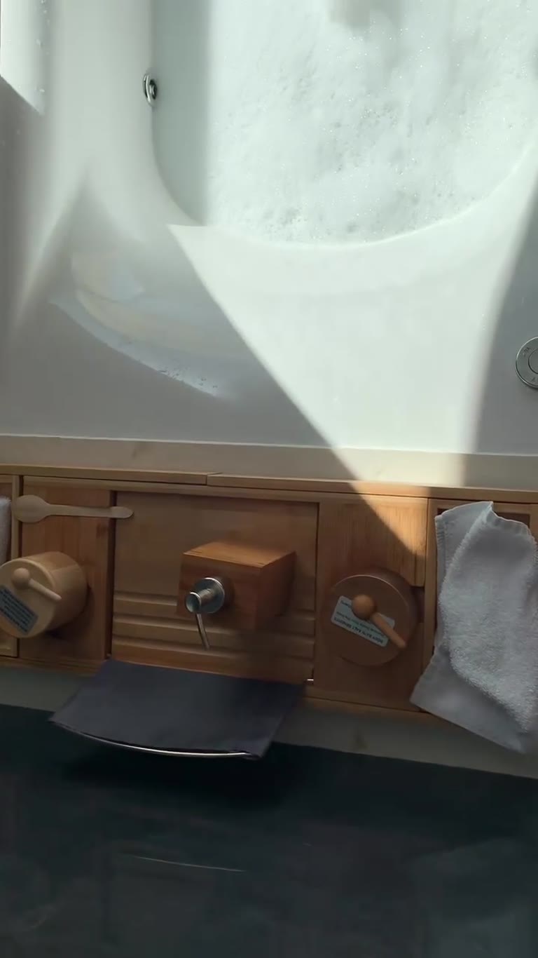 Sea-view suite bubble bath in Paphos