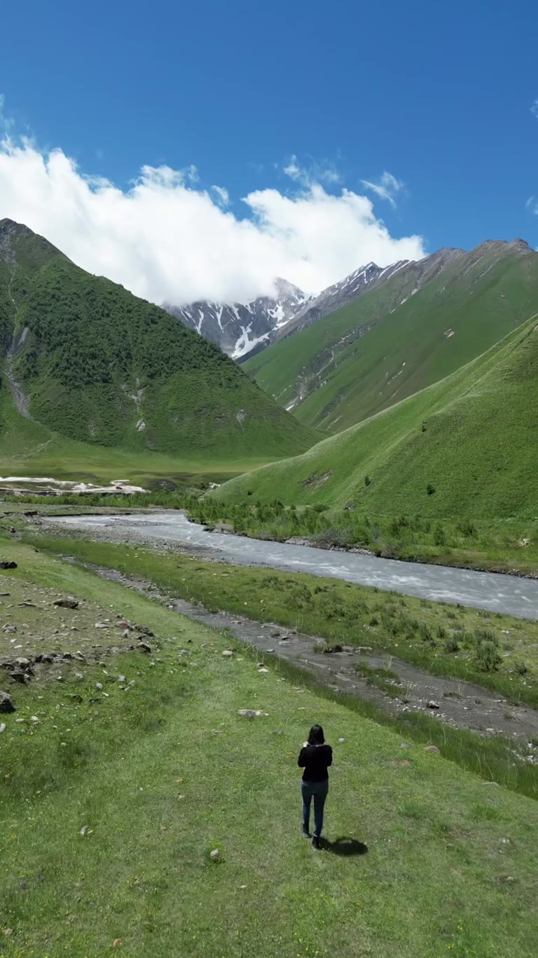 Green Caucasus valley in Georgia