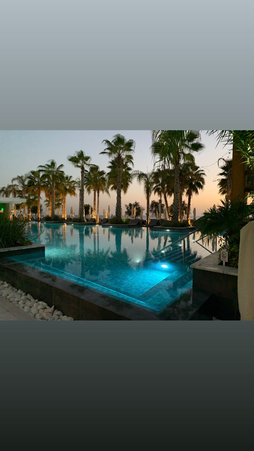 Sunset by the pool in Paphos