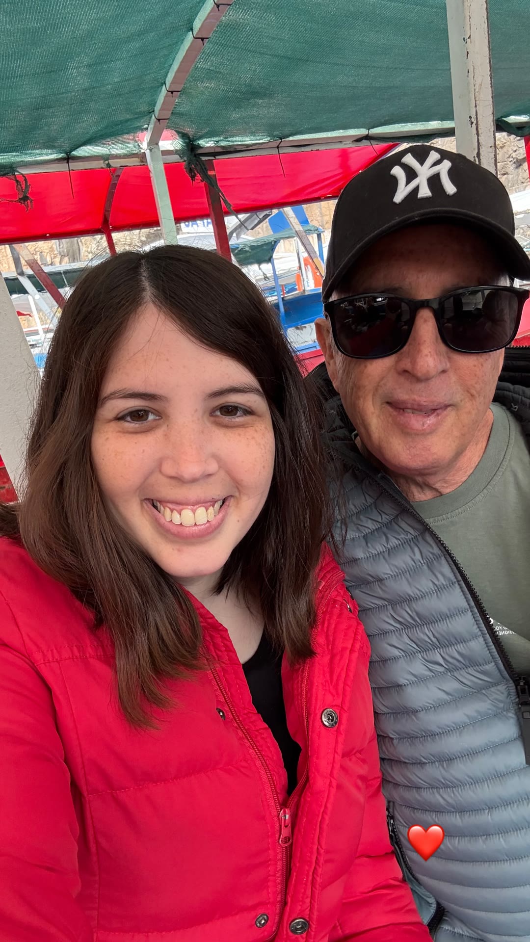 Selfie with dad on a boat in Albania