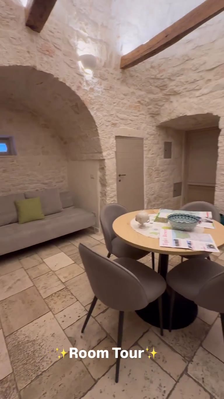 Room tour of a stone trullo stay in Puglia