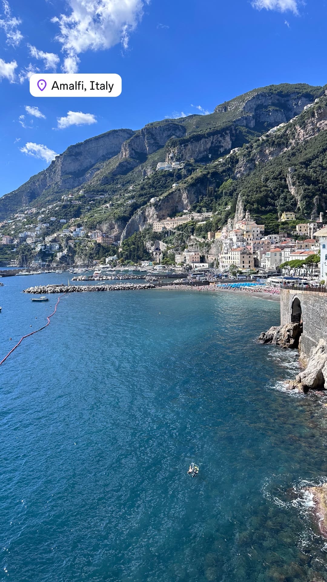 Amalfi from above: town, harbour and beach