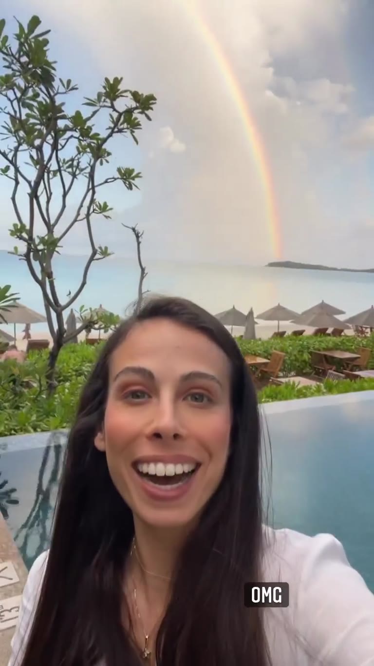 Double rainbow over the beach in Thailand
