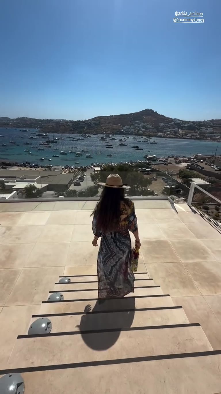Once In Mykonos terrace over Ornos Bay