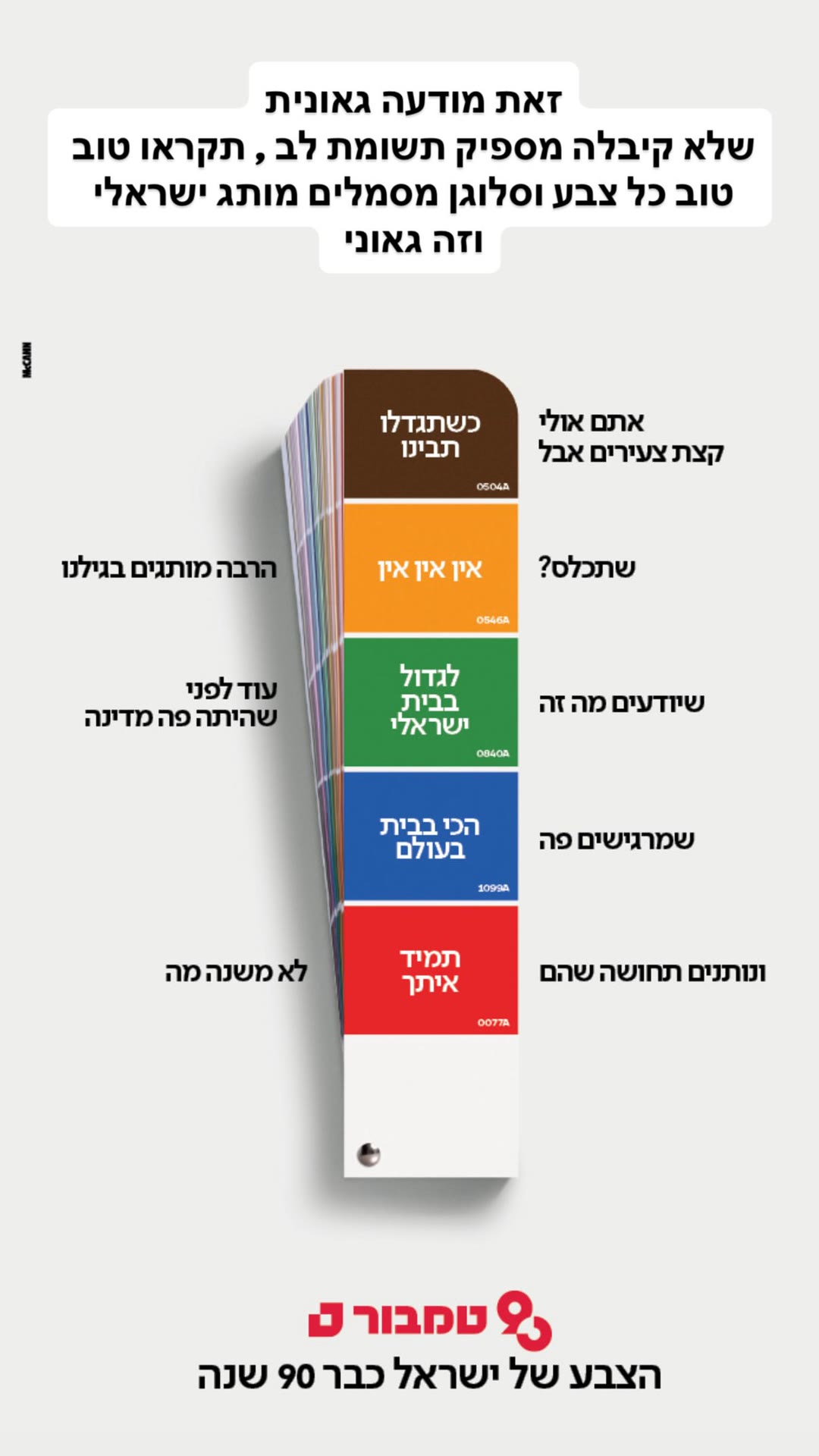 מודעת טמבור: סלוגנים של מותגים ישראלים על מדגם צבעים