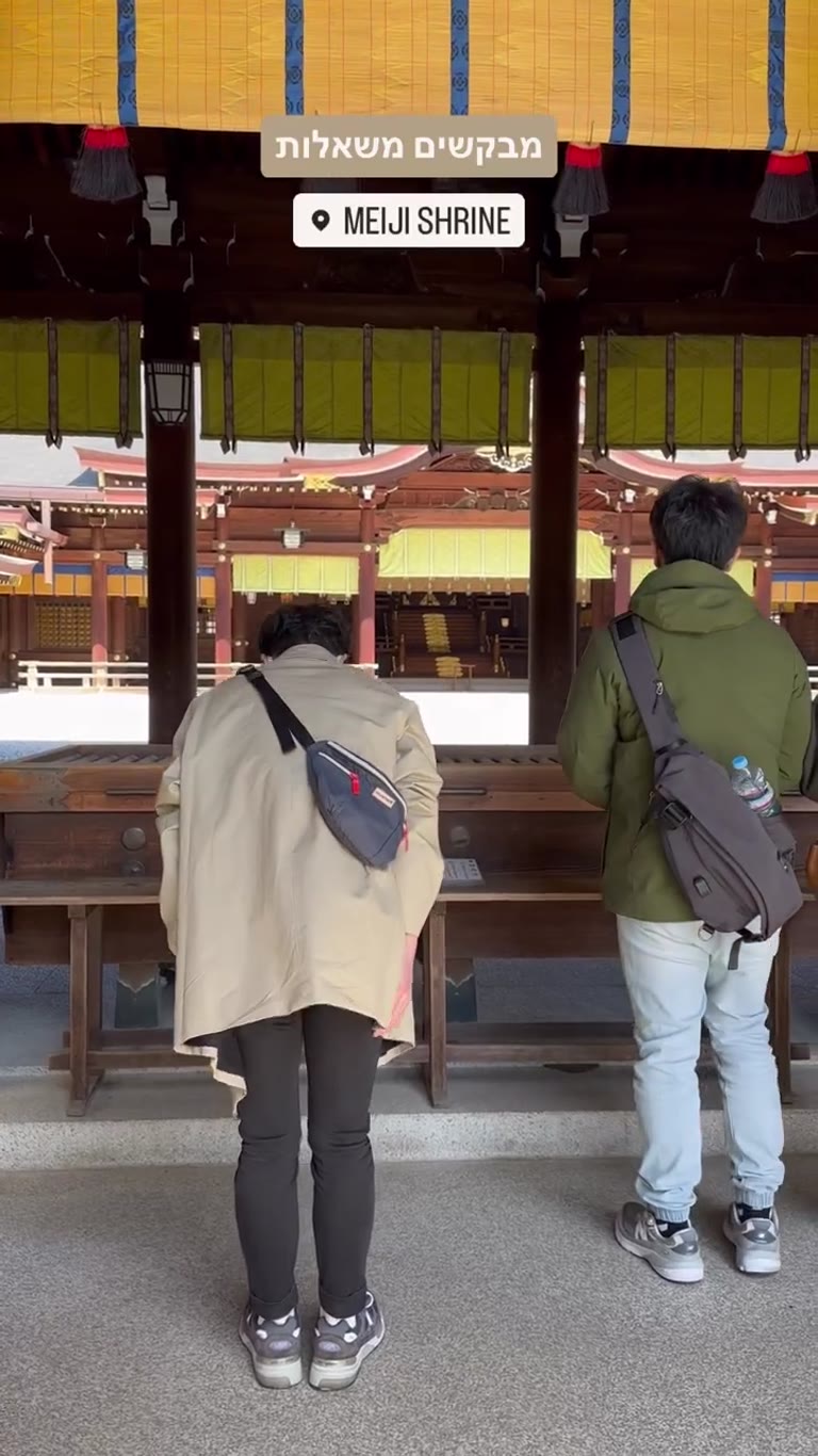 מבקשים משאלות במקדש Meiji Shrine בטוקיו