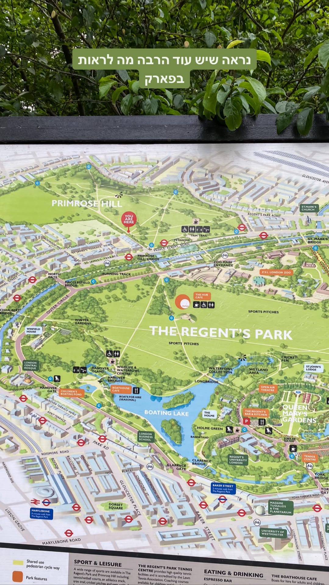 מפת Primrose Hill ו־The Regent's Park בלונדון