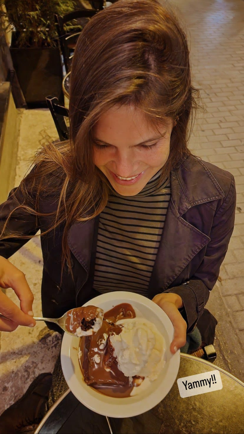 Chocolate dessert at a street café in Athens