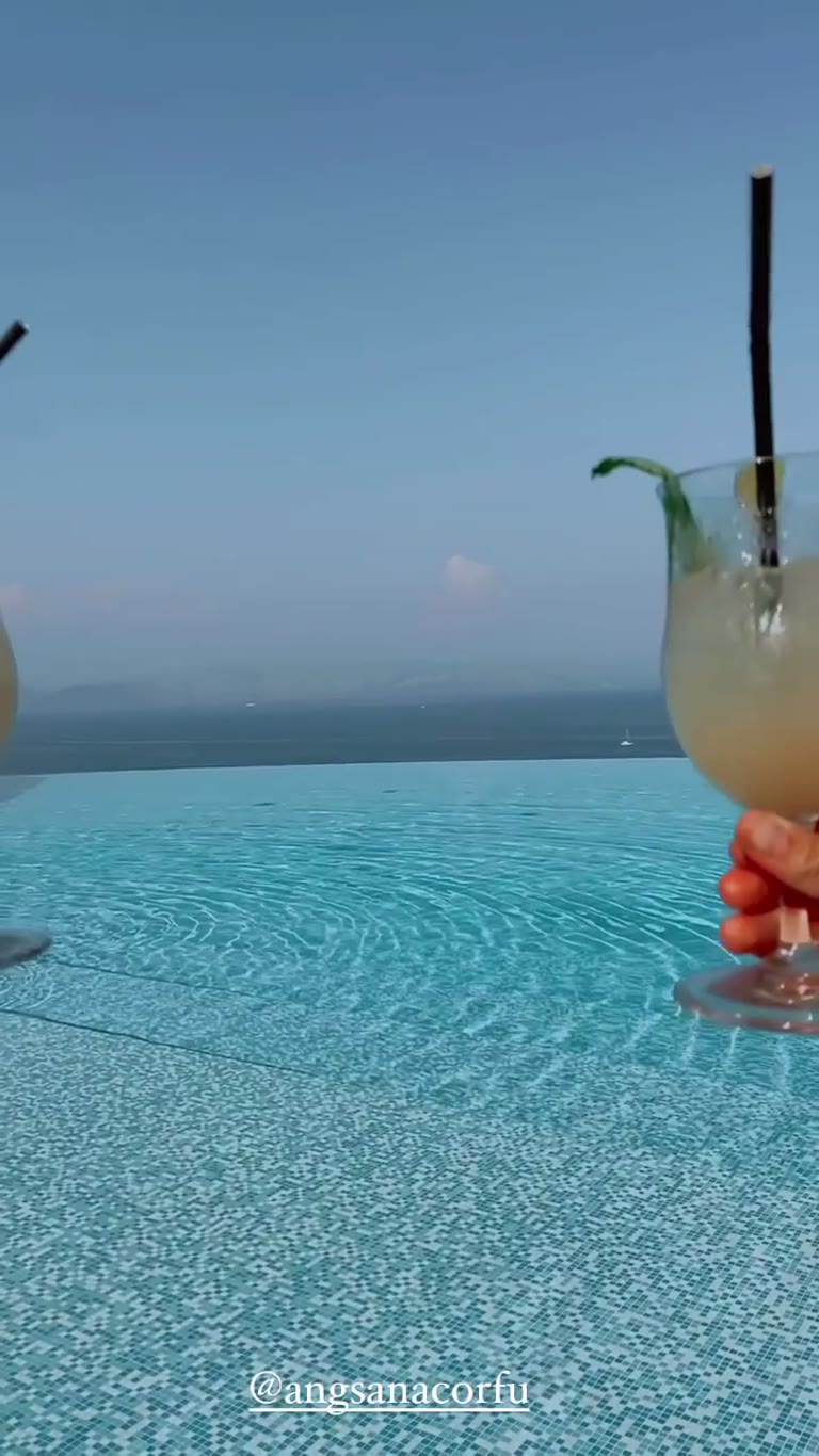 Cocktails at Angsana Corfu's infinity pool