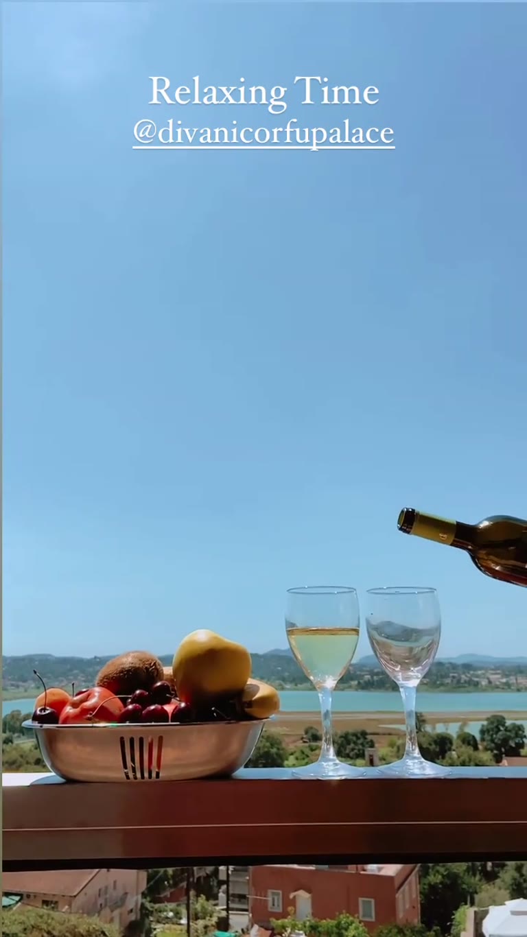 Wine on the balcony at Divani Corfu Palace