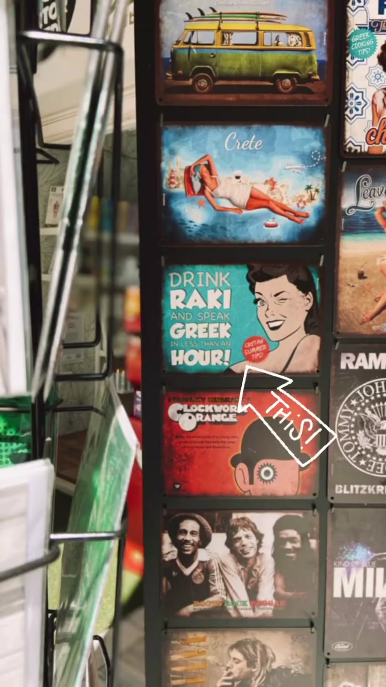 Souvenir tin signs in Heraklion, Crete