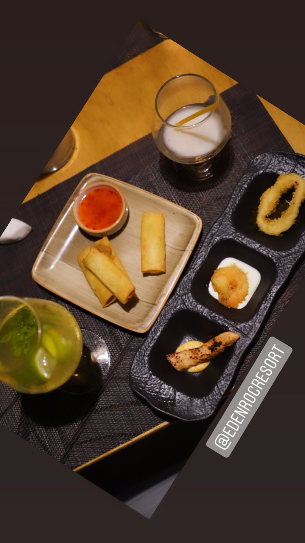 Appetizers & cocktails at Eden Roc Resort, Rhodes