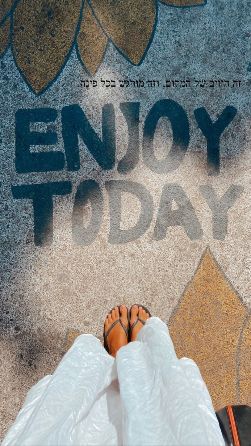 "Enjoy Today" floor art in Crete