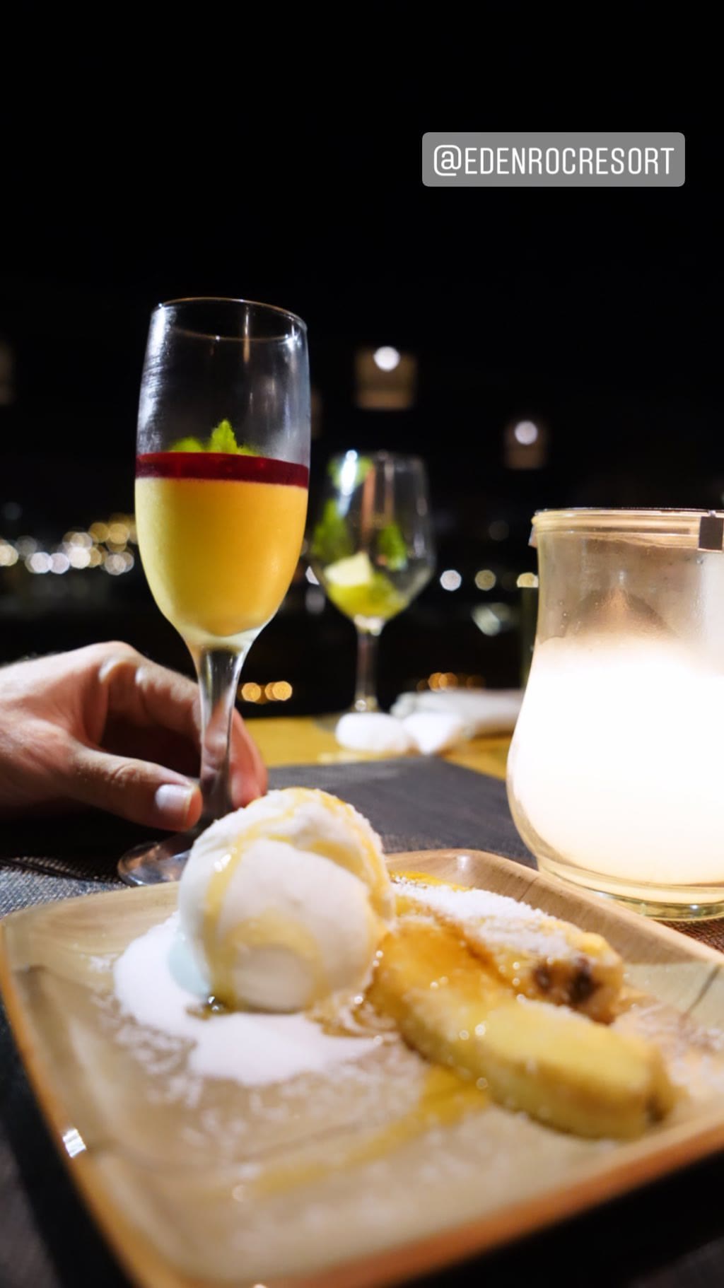 Dessert by night at Eden Roc Resort, Rhodes