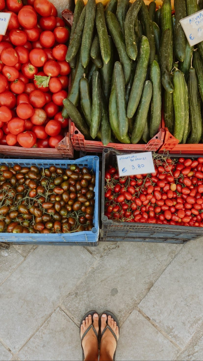 Produce market stall in Corfu