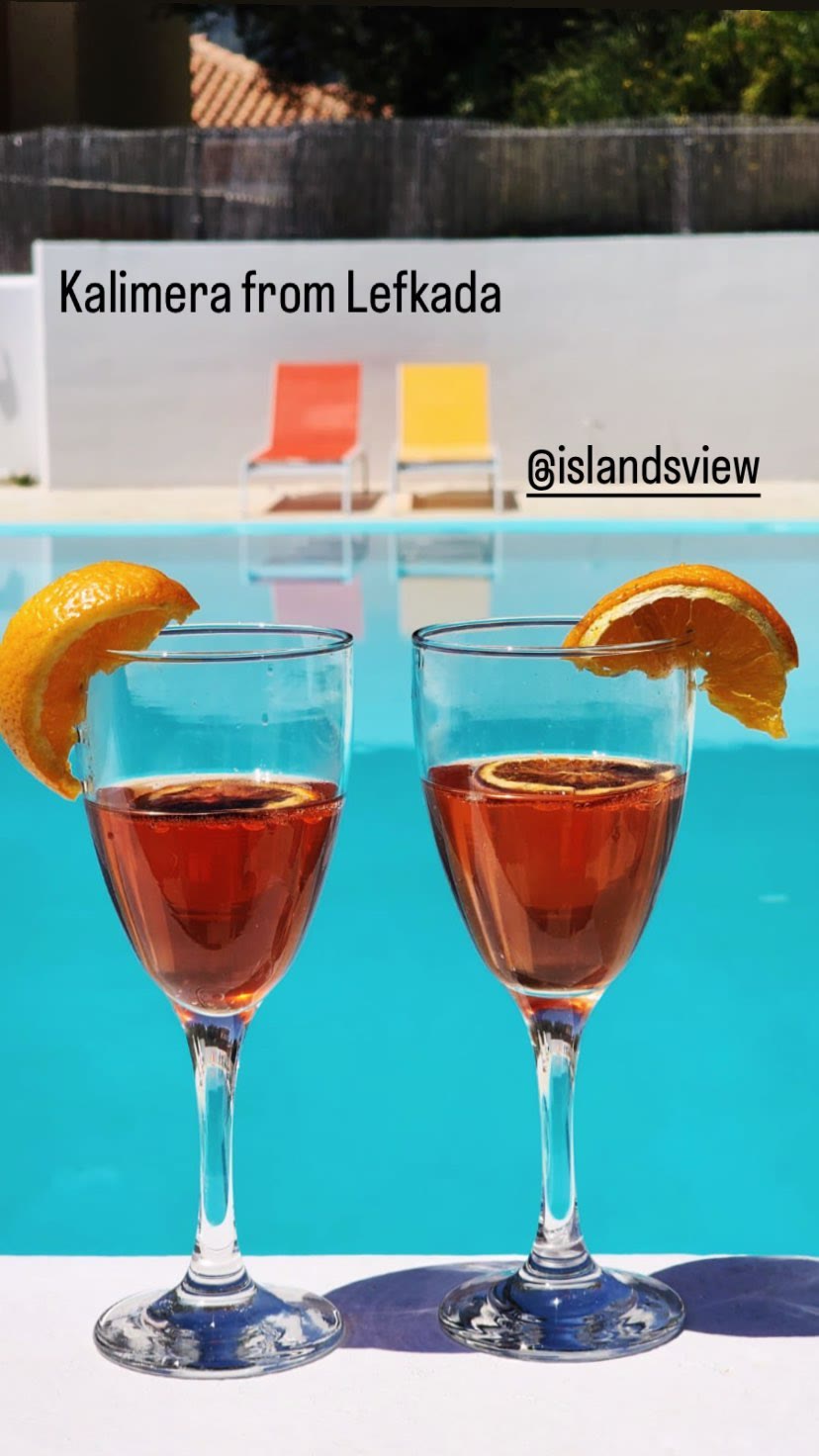 Poolside drinks at Islands View, Lefkada