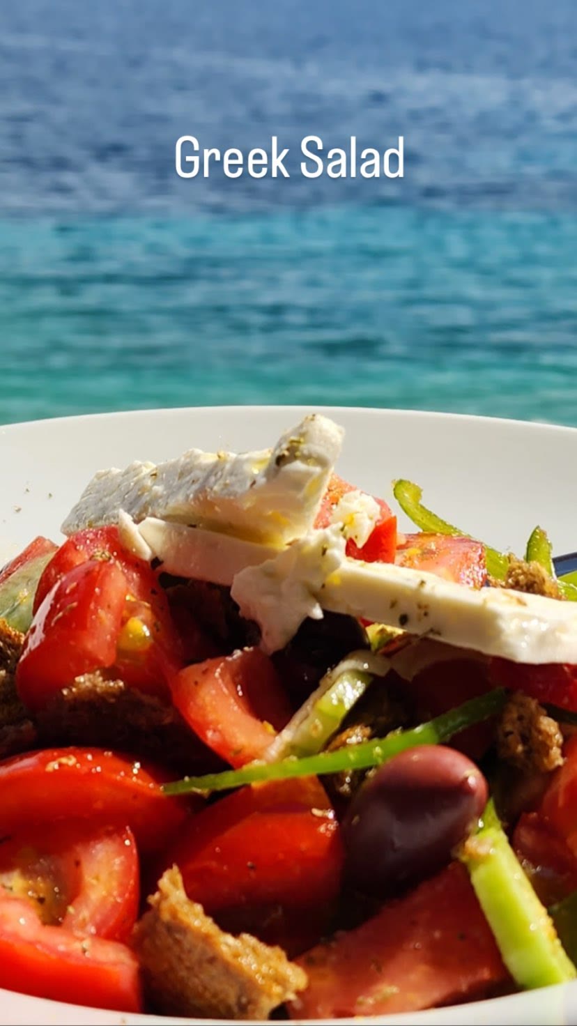 Greek salad at Afteli Beach Bar, Lefkada