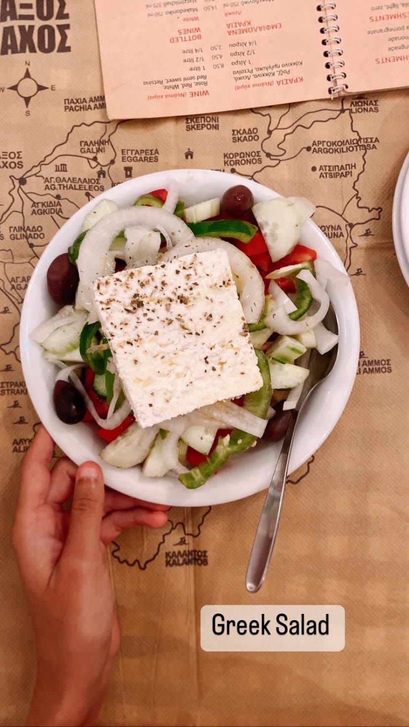 Greek salad at a Naxos taverna