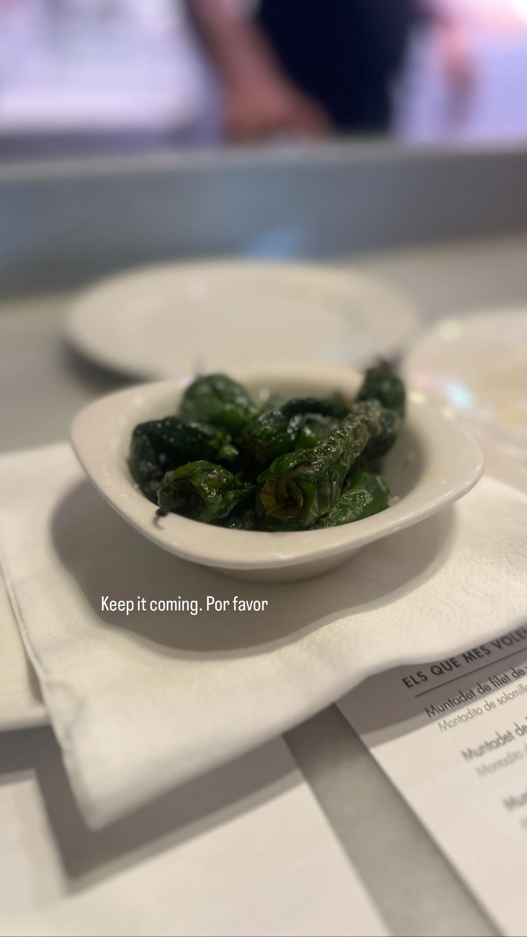 Padrón peppers at a Catalan tapas bar