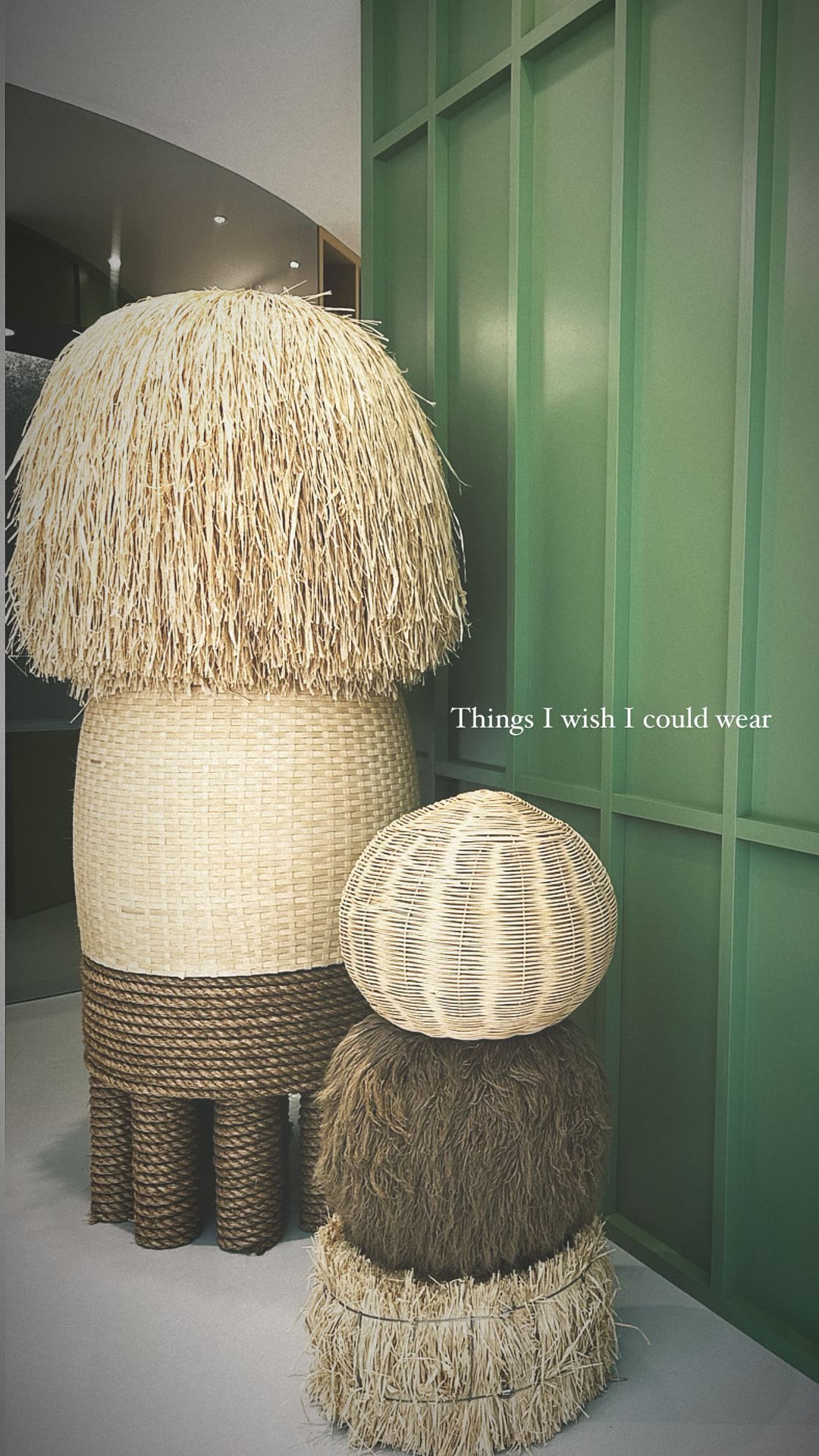 Raffia sculptures in a Tokyo store window