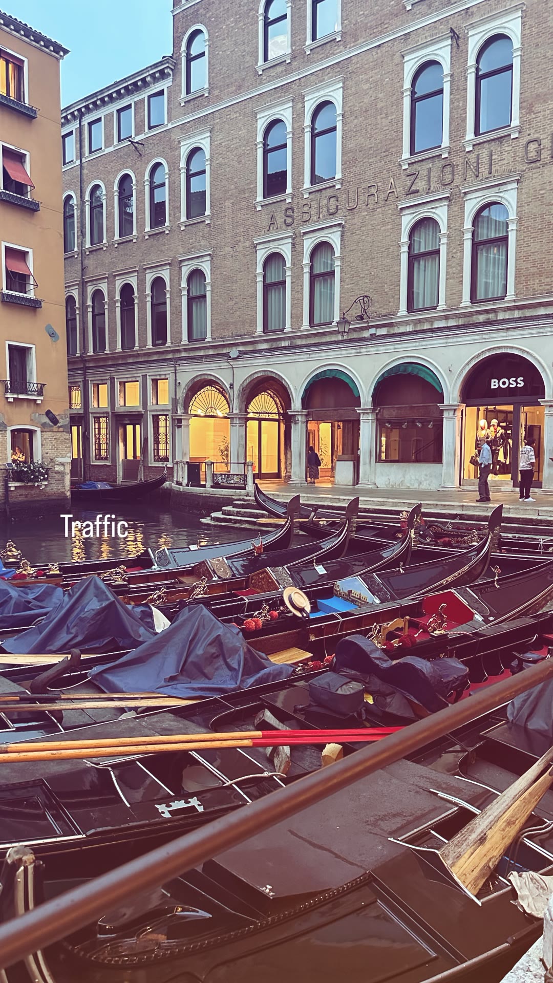Gondola "traffic" on a Venice canal