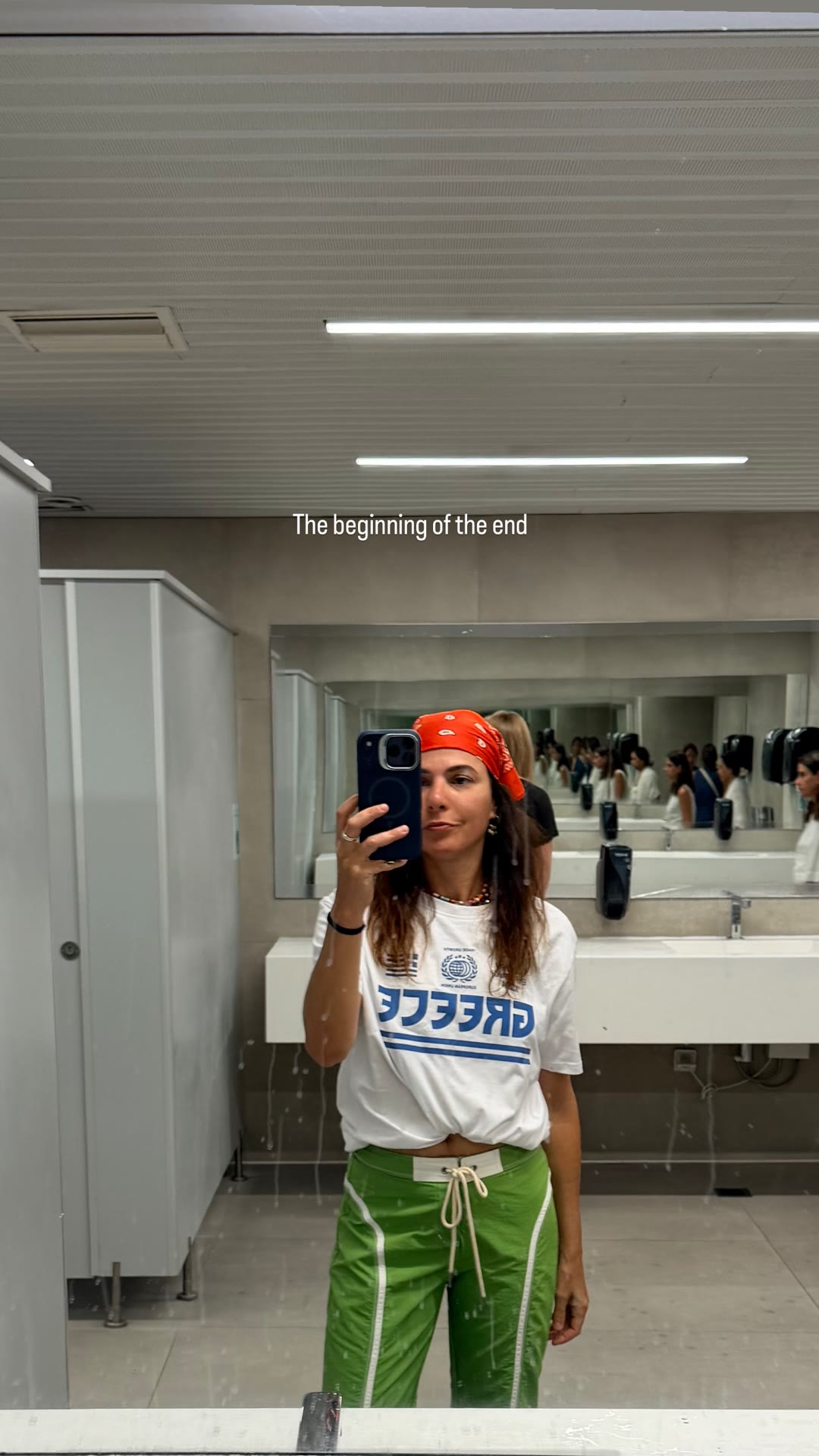 Airport bathroom selfie — end of the Corfu trip