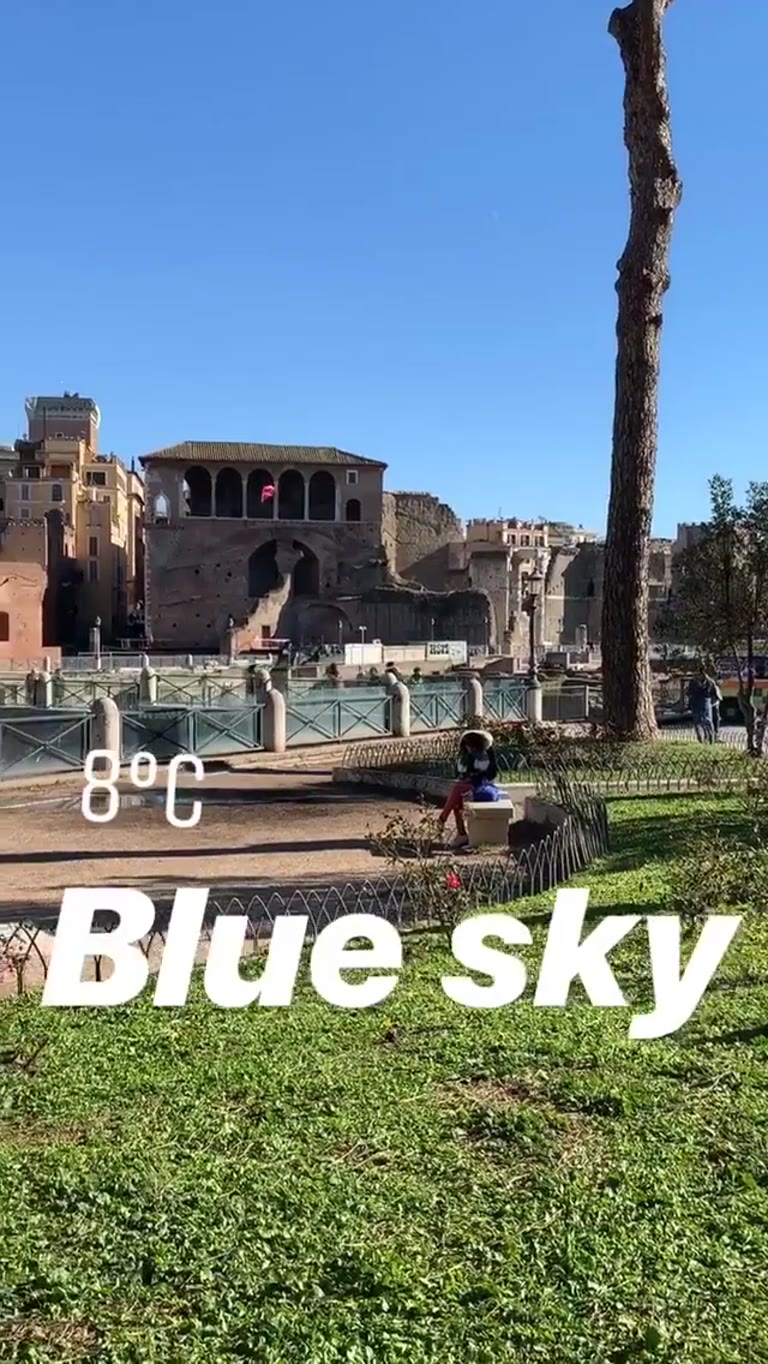 Blue sky walk past Trajan's Forum, Rome