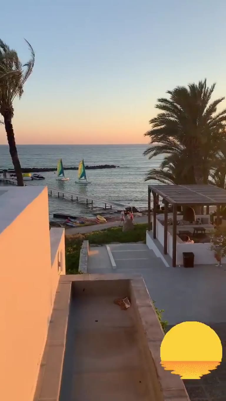 Sunset from a beachfront resort terrace in Cyprus