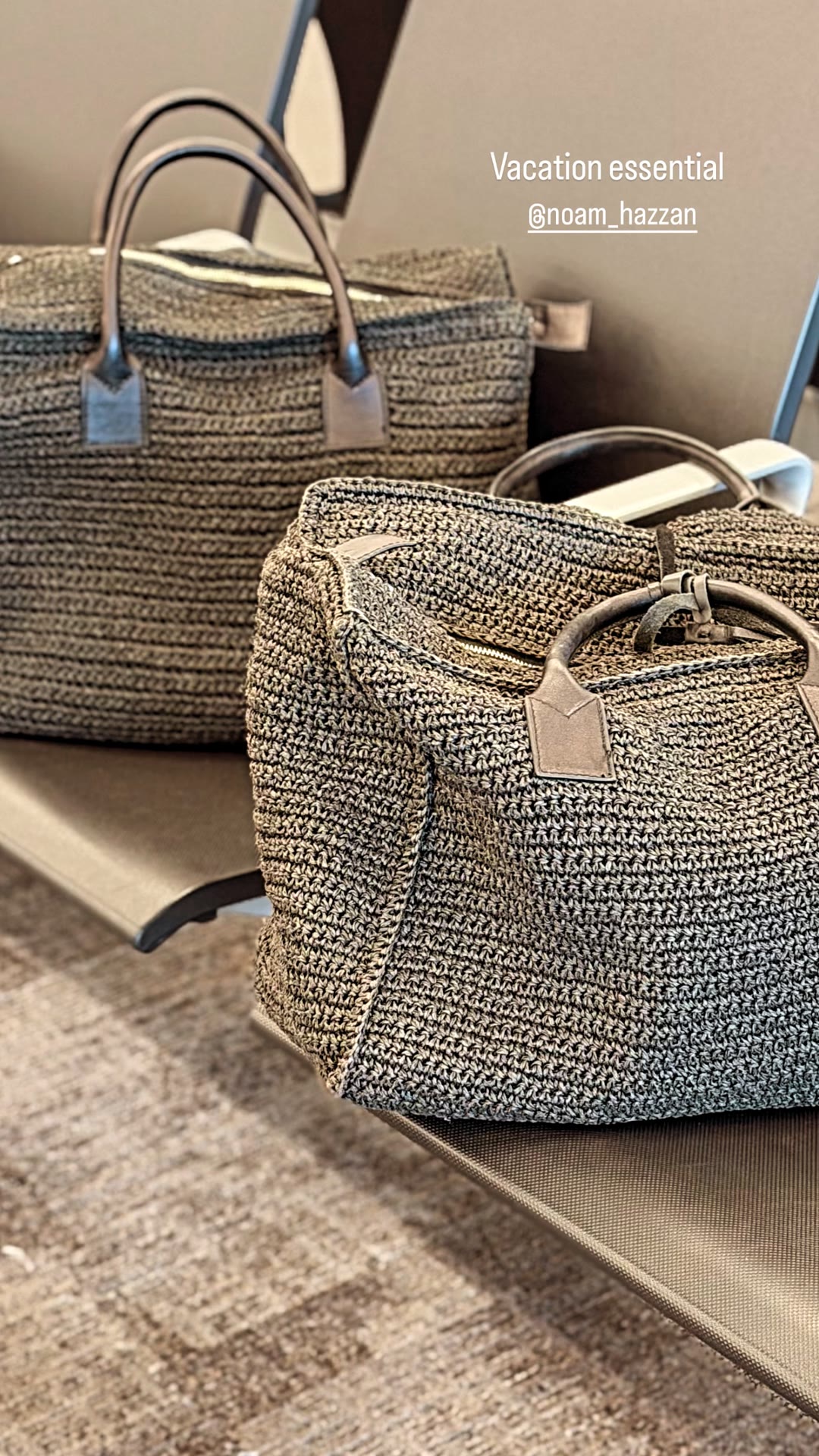 Woven raffia bags by @noam_hazzan