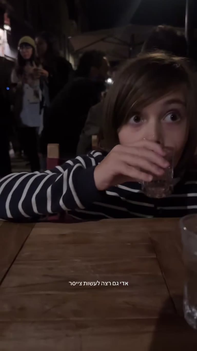 Adi's water "chaser" at a Venice dinner table