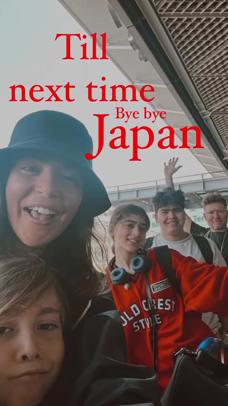 Bye bye Japan — family farewell at the airport