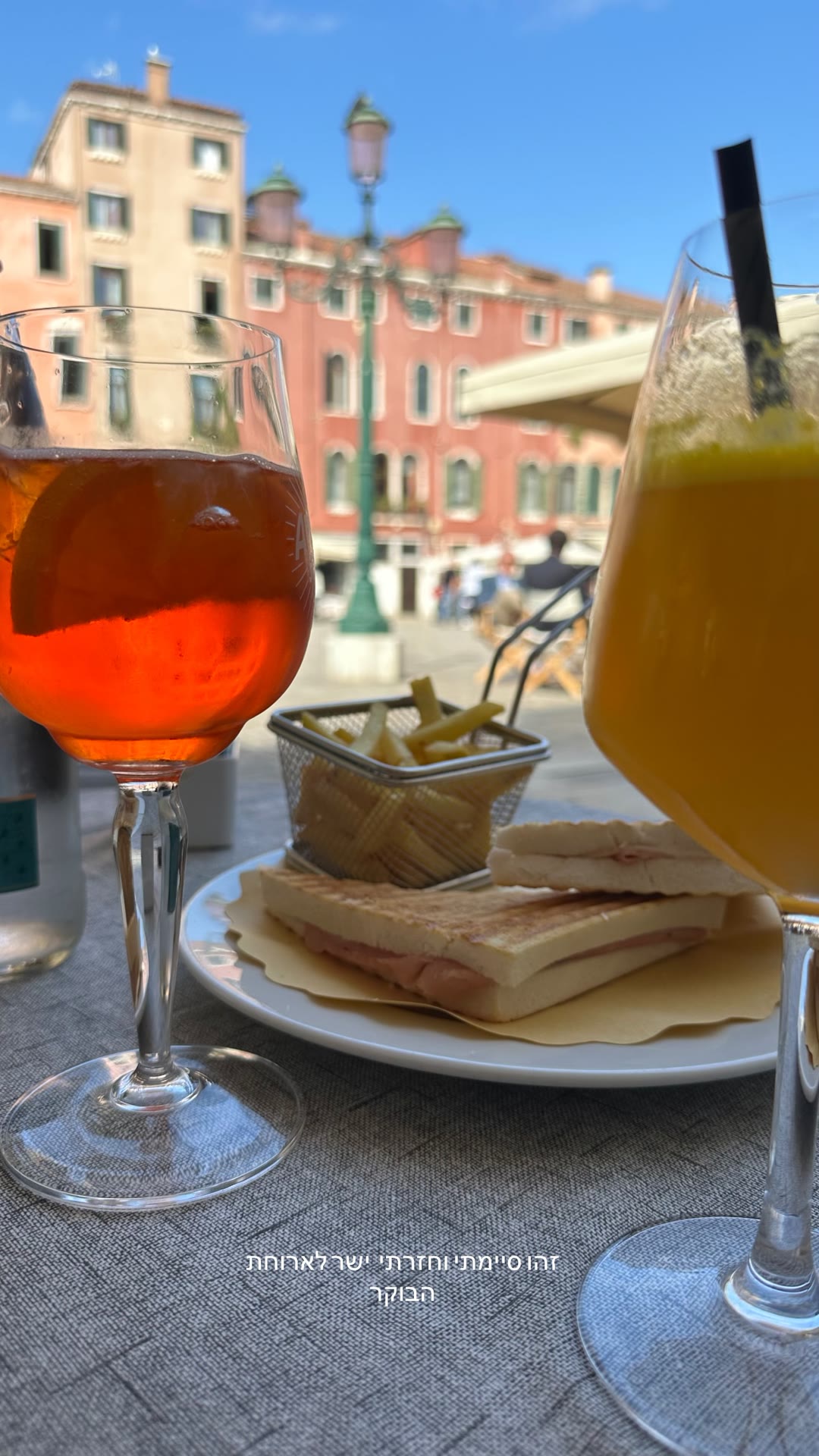 Spritz and toast in a Venice square