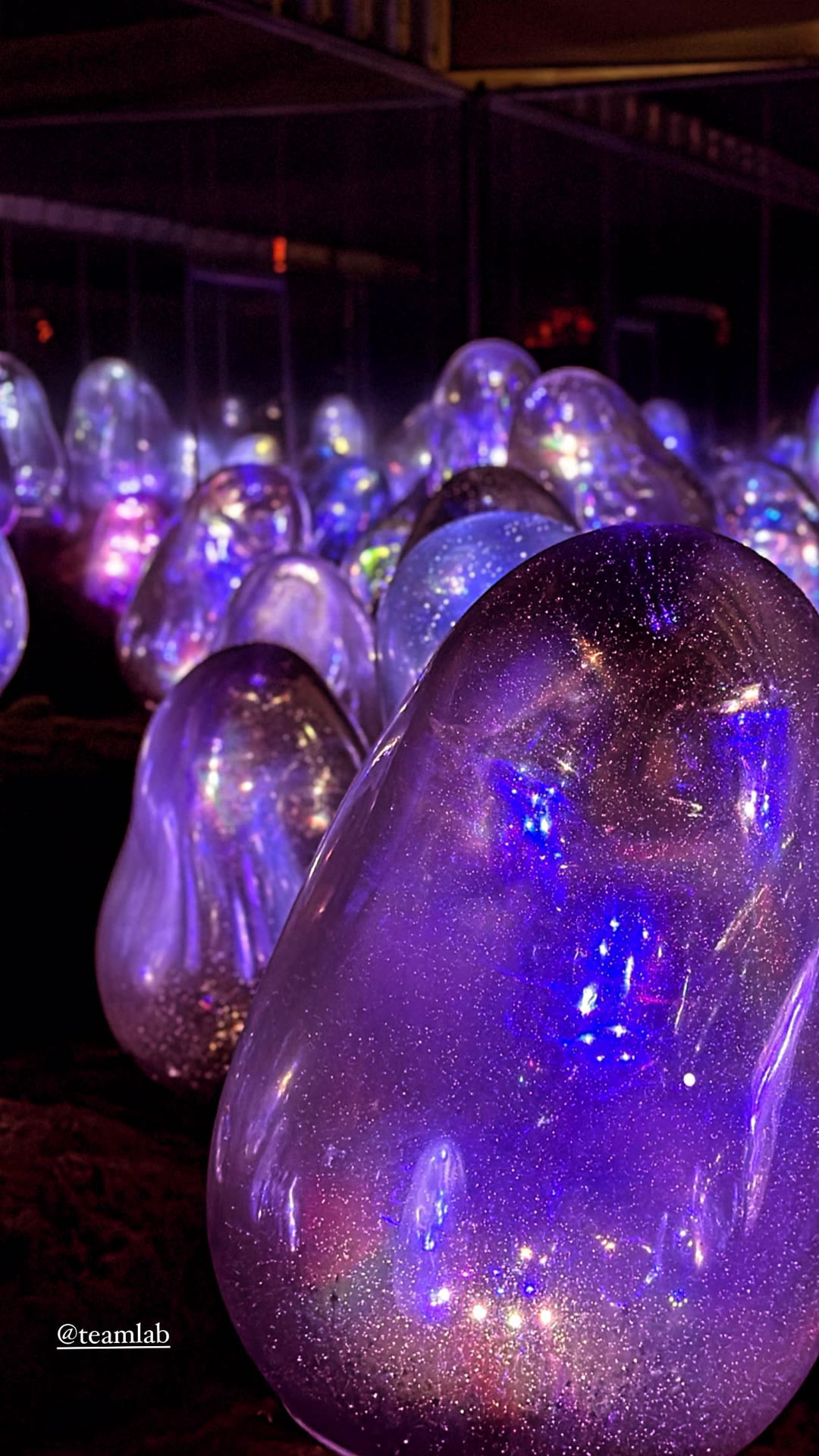 teamLab glowing ovoids in Tokyo