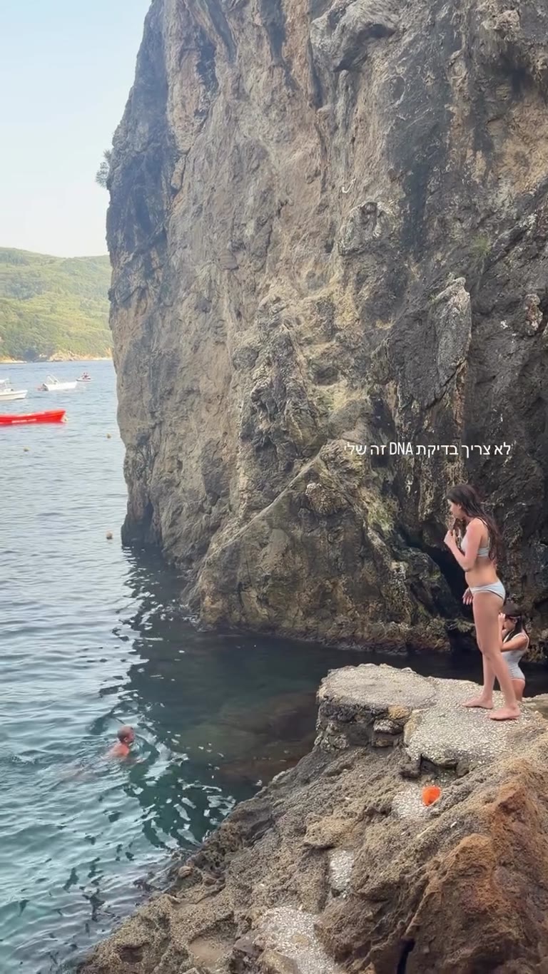 Cliff jumping off the rocks in Corfu