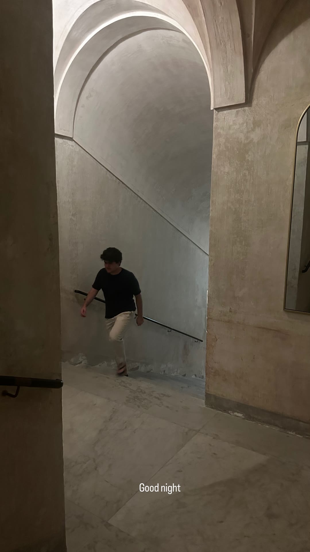 "Good night" in a vaulted Puglia stairwell