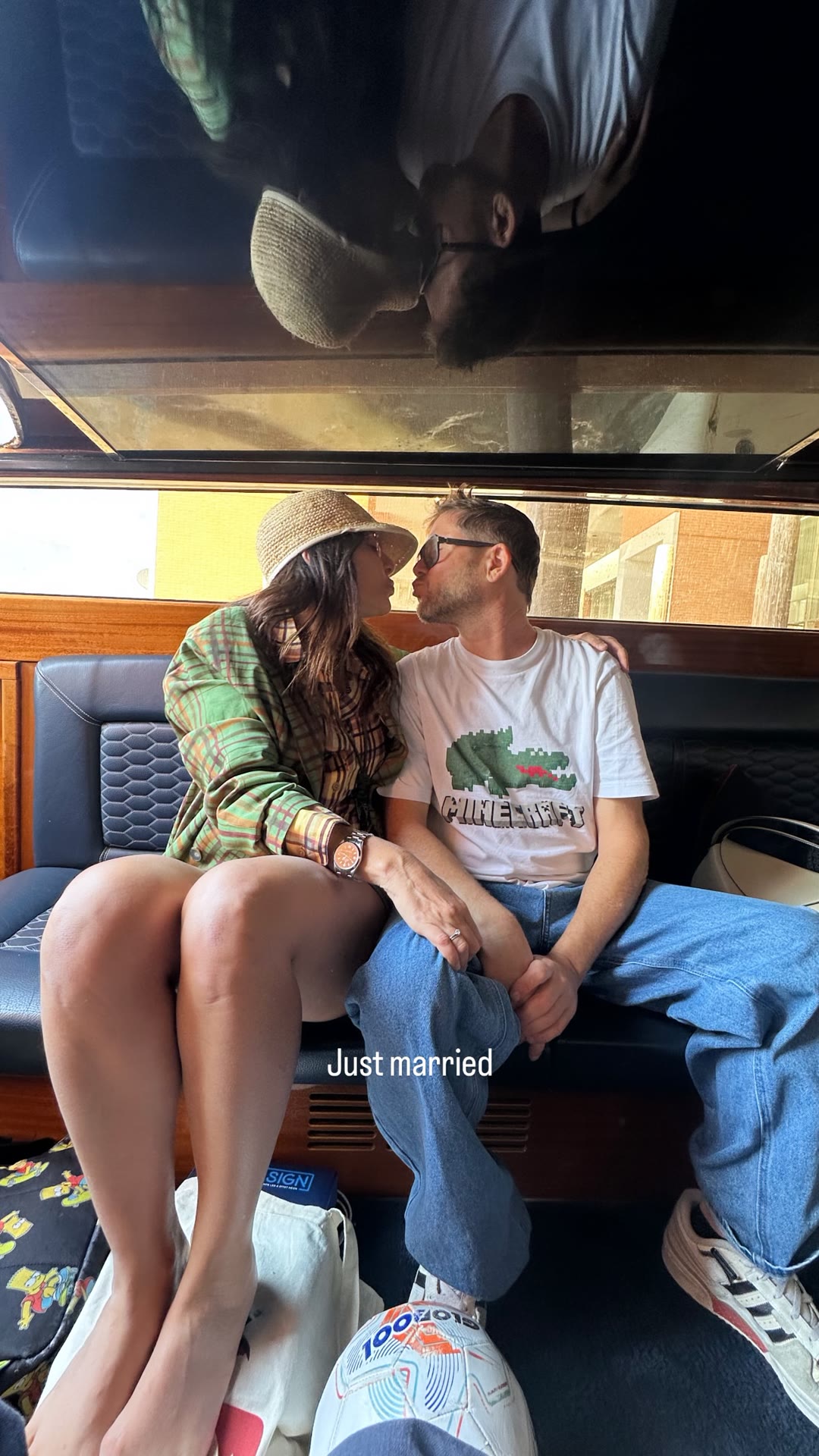 "Just married" on a Venice water taxi