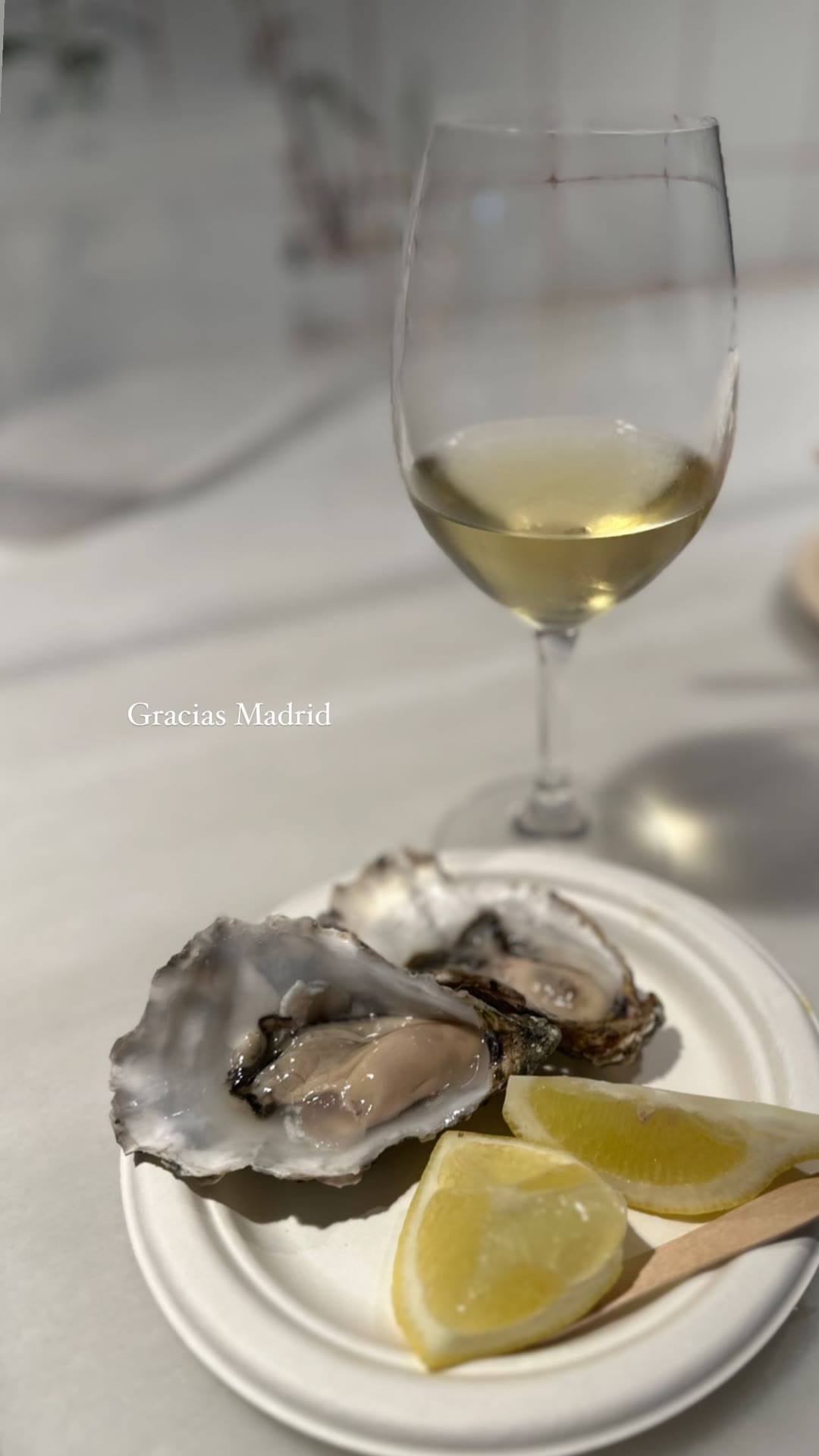 Oysters and white wine — "Gracias Madrid"