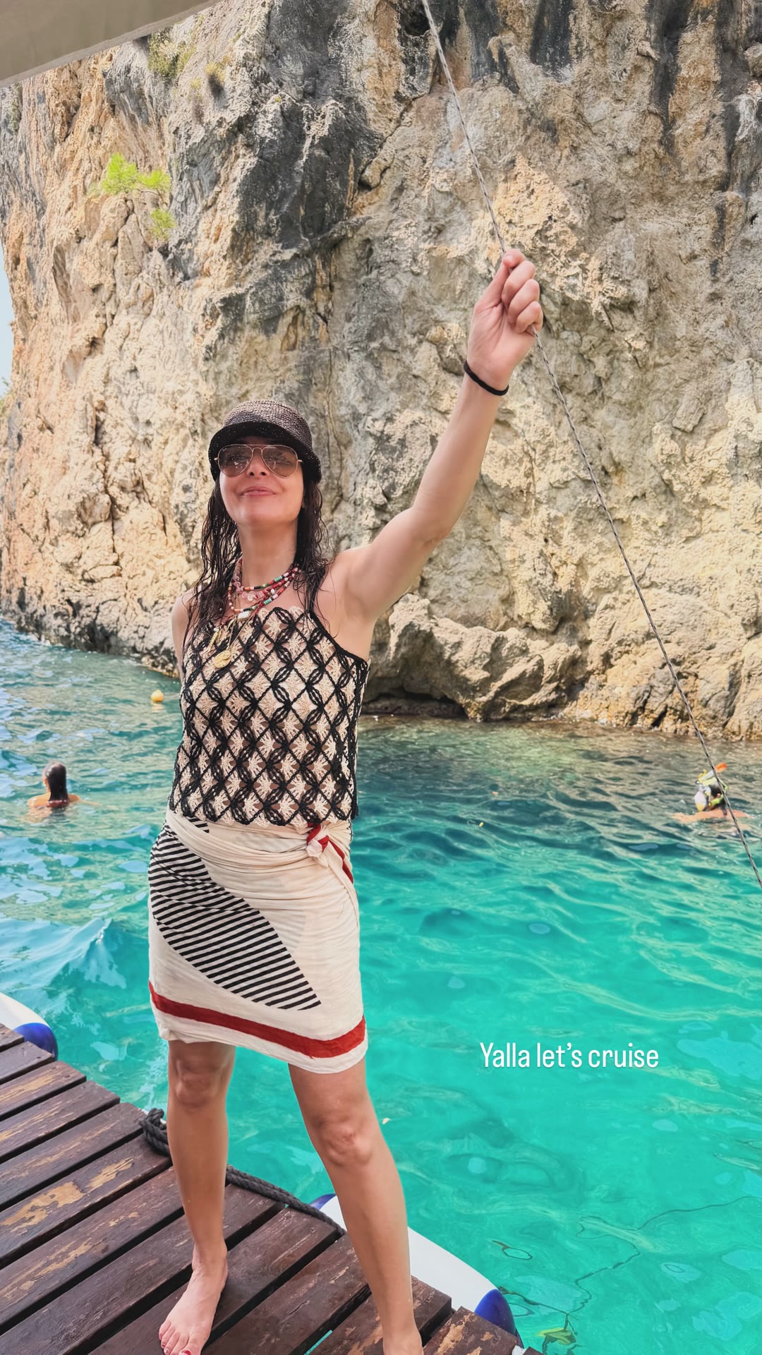 Boat cruise stop in Corfu