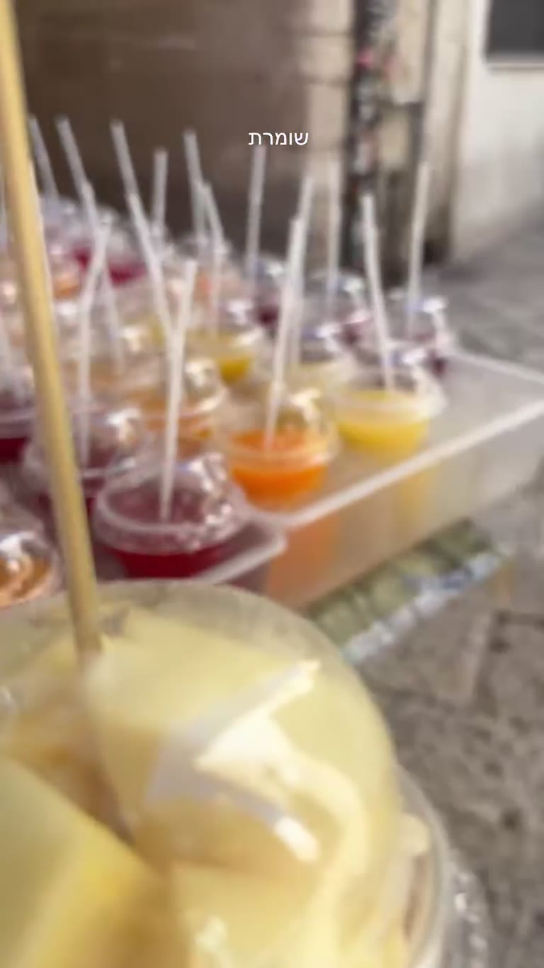 Fresh fruit cups in a Puglia old-town alley