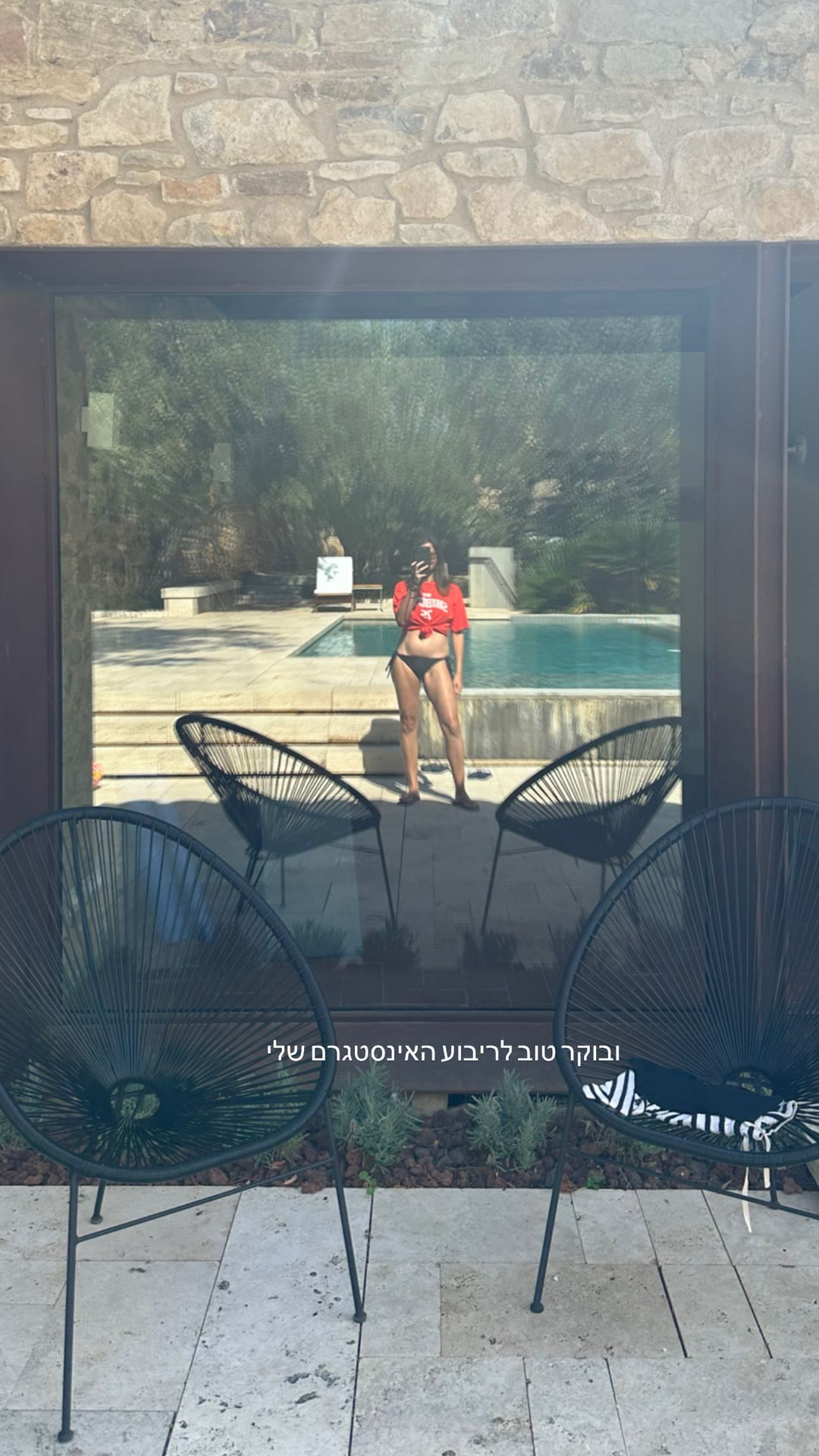 Poolside mirror selfie at a Spanish villa