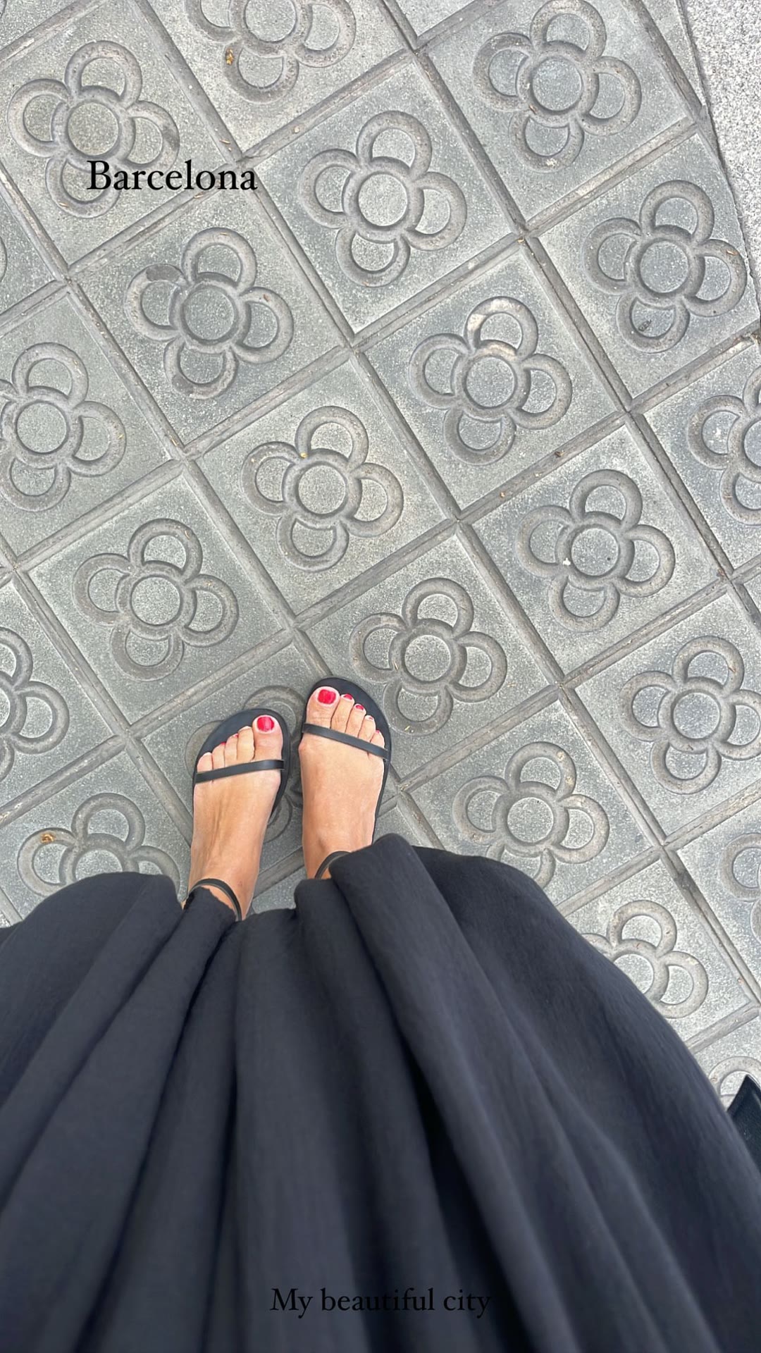 Barcelona's flower sidewalk tiles