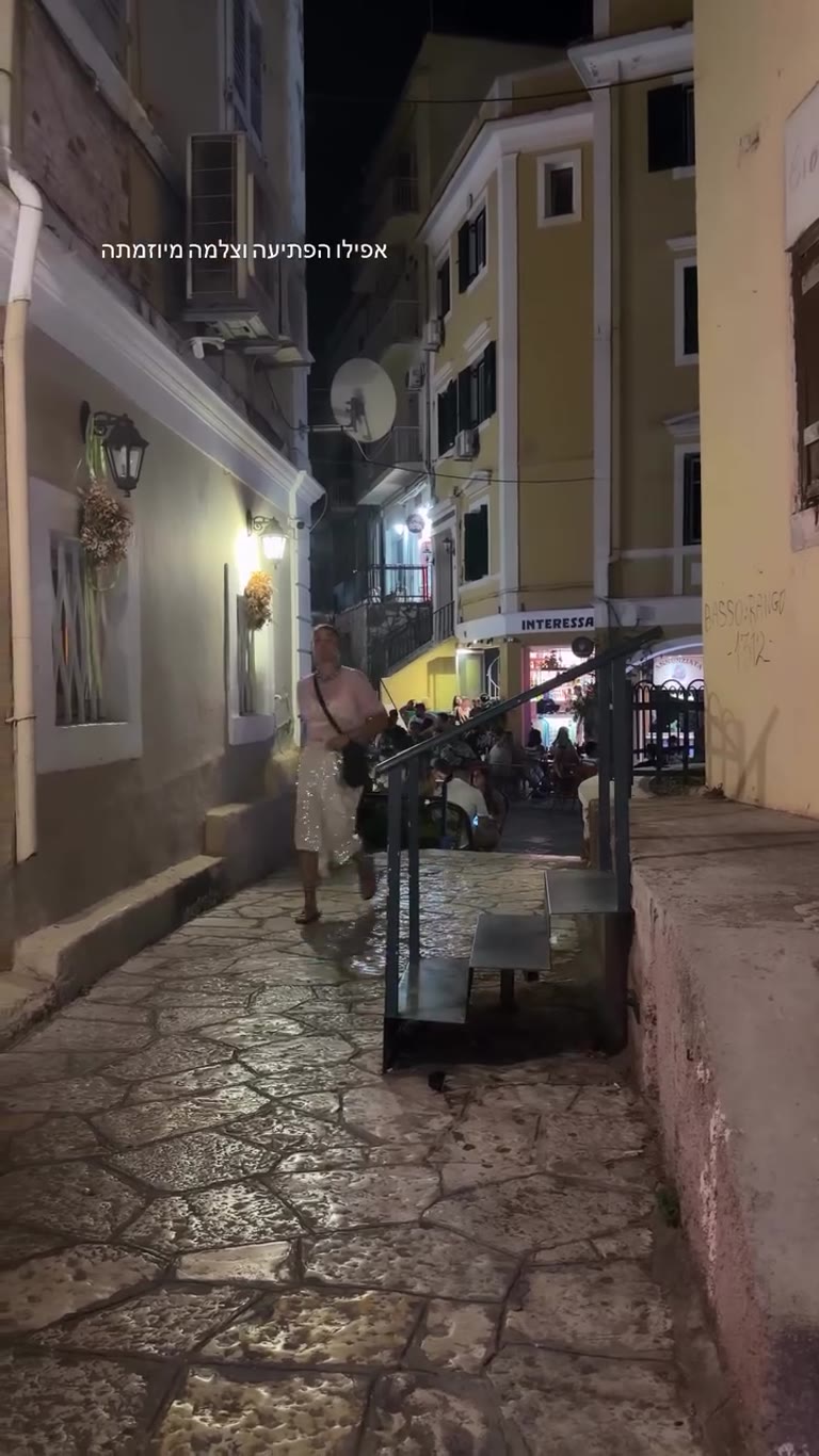 Night walk in Corfu Old Town alleys