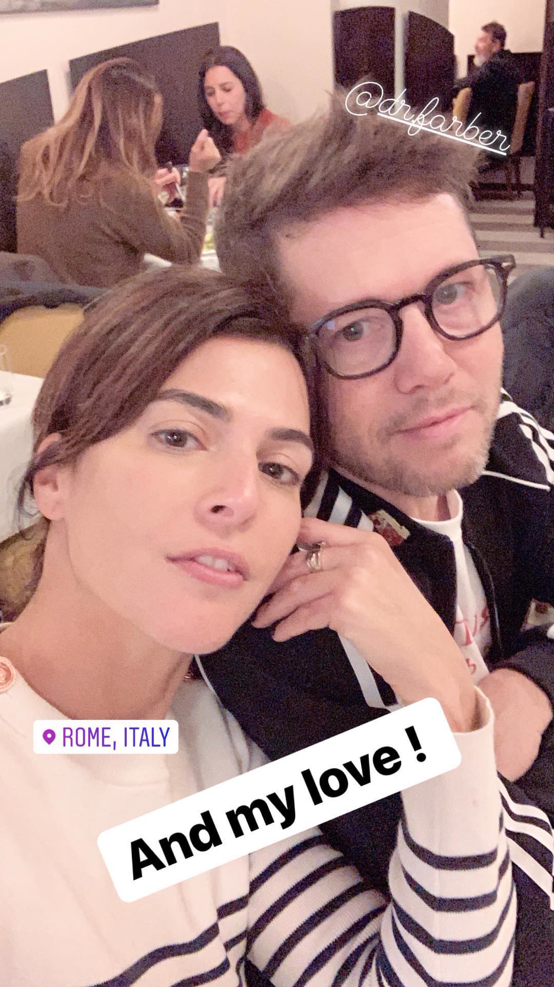 Couple selfie at dinner in Rome